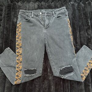 DRIFTWOOD Gray Jeans with Leopard Side Stripes